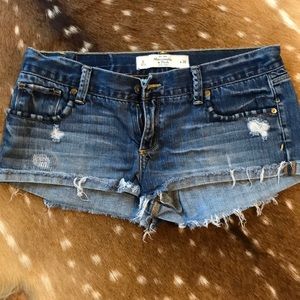A&F Ripped Dark Acid Wash Shorts